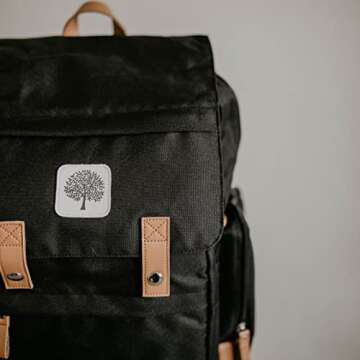 Parker Baby Co. Diaper Backpack - Large Diaper Bag with Insulated Pockets, Stroller Straps and Changing Pad -Birch Bag - Black