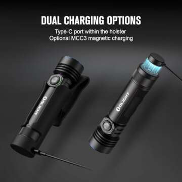OLIGHT Seeker 4 Pro Rechargeable Flashlights, 4600 Lumens High Powerful Bright Light with USB C Holster, Waterproof IPX8 for Emergencies, Camping, Searching (Matte Black Neutral White)