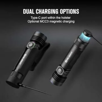 OLIGHT Seeker 4 Pro Rechargeable Flashlights, 4600 Lumens High Powerful Bright Light with USB C Holster, Waterproof IPX8 for Emergencies, Camping, Searching (Matte Black Neutral White)