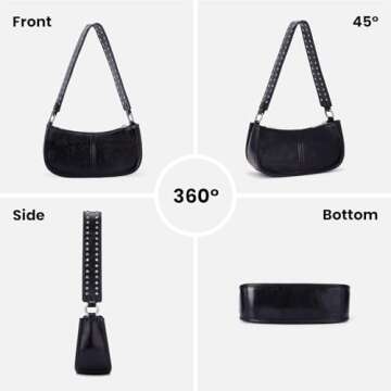 GETERUUV Shoulder Bags for Women Red Purse Burgundy Purse 90s Y2k Bag Studded Shoulder Crossbody Bag Trendy Leather Handbag