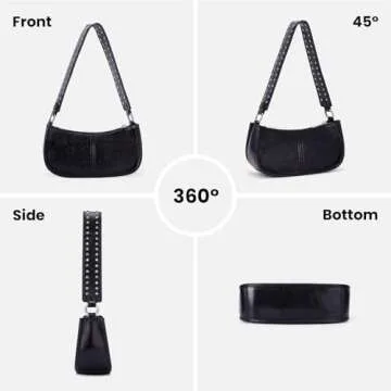 GETERUUV Shoulder Bags for Women Red Purse Burgundy Purse 90s Y2k Bag Studded Shoulder Crossbody Bag Trendy Leather Handbag