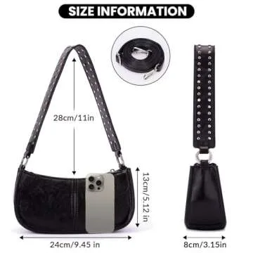 GETERUUV Shoulder Bags for Women Red Purse Burgundy Purse 90s Y2k Bag Studded Shoulder Crossbody Bag Trendy Leather Handbag