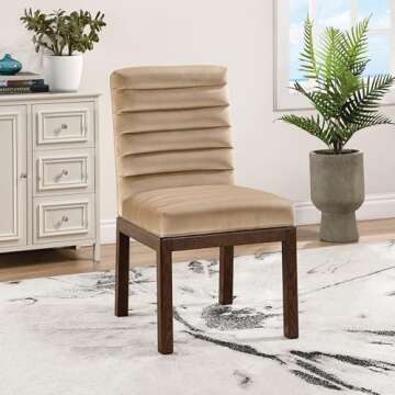 Meridian Furniture 903Beige-C Evelyn Collection Modern | Contemporary Dining Chair with Ultra Luxe B...