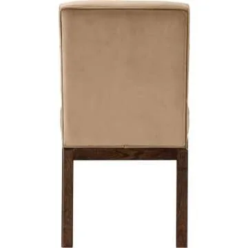 Meridian Furniture 903Beige-C Evelyn Collection Modern | Contemporary Dining Chair with Ultra Luxe Beige Velvet, Walnut Brown Solid Ash Wood Legs, Channel Tufting, 23.5" W x 20" D x 35" H, Beige