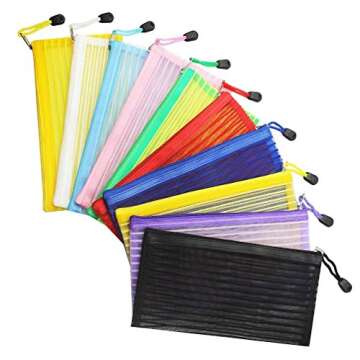 Janisfirst 40 Pack 10 Colors Zipper Mesh Pouch, Pencil Pouch Pen Bag Colorful Pencil Pen Bag Multipu...