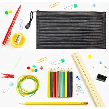 Janisfirst 40 Pack 10 Colors Zipper Mesh Pouch, Pencil Pouch Pen Bag Colorful Pencil Pen Bag Multipurpose Travel Bags for Office Supplies Cosmetics Travel Accessories Multicolor