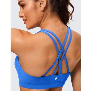 CRZ YOGA Women's Strappy Sports Bras Fitness Workout Padded Yoga Criss Cross Back Cami Sparkle Blue X-Small