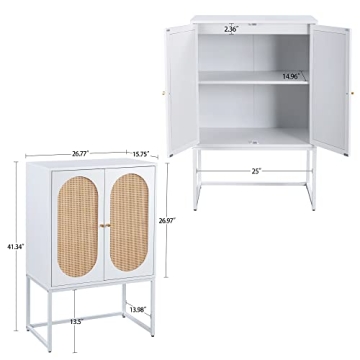 Stylish AWQM Rattan High Cabinet with Adjustable Shelves