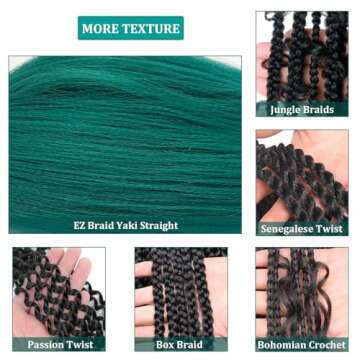 UPruyo Teal Green Braiding Hair Pre Stretched Prestretched Braiding Hair 26 Inch Kanekalo Braiding H...