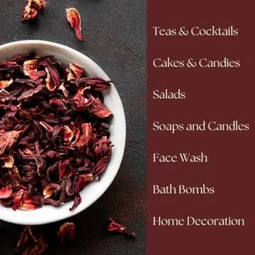 Eat Well Premium Foods Hibiscus Tea 15 oz, Dried Hibiscus Flowers, Loose Leaf, Hibiscus Herb Natural Dried Hibiscus Flowers, Extra Grade, Herbal Tea, Loose Leaf, Bulk
