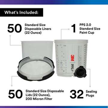 3M 26000 PPS 2.0 Spray Gun Cup, Lids and Liners Kit, 22 Ounces