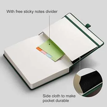 AHGXG Lined Journal Notebook - 320 Numbered Pages Thick Journal for Writing A5 College Ruled Notebook, 100gsm Lined Paper, Leather Hardcover, for Women Men Work Office School, 5.75'' X 8.38''-Green