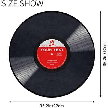 Personalized Music Record Black Round Area Rug Custom Text Name Doormat Non-Slip Floor Mat DIY Text ...