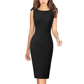 VFSHOW Womens Solid Black Spring Summer Elegant Slim Zipper Up Work Business Office Party Bodycon Pe...
