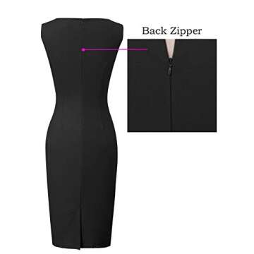 VFSHOW Womens Solid Black Spring Summer Elegant Slim Zipper Up Work Business Office Party Bodycon Pencil Sheath Dress 3932 BLK XS