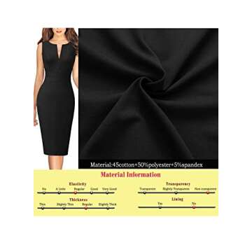 VFSHOW Womens Solid Black Spring Summer Elegant Slim Zipper Up Work Business Office Party Bodycon Pencil Sheath Dress 3932 BLK XS