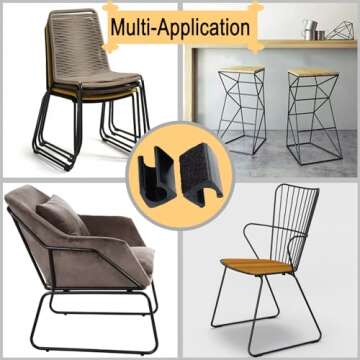 Rectangle Shaped Chair Leg Tips Caps with Felt Pads,Furniture Feet Protectors Slide Smoothly No Scratches No Noise Protect Hardwood Floors, Fit Diameter 14mm Metal Furniture Leg (Black 24 Pack)