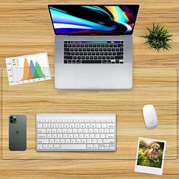 Awnour Clear Desk Mat - Multi-Functional Desk Pad, 32 x 16 inches - Durable Desk Protector with Anti-Slip Base, Transparent View, Spill-Resistant Design