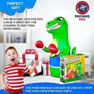 Preferred Toys - Bop Bag Inflatable Punching Dinosaur Toy with Instant Bounce Back for Kids (47" Hei...