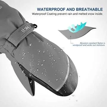 MCTi Kids Mittens: Waterproof, Warm Sherpa Lined & Long Cuff for Winter Fun