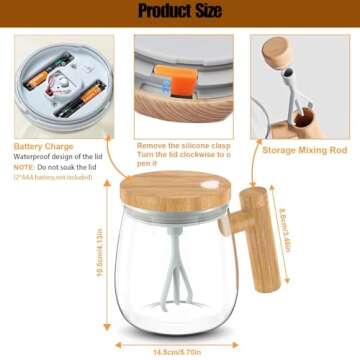 Electric Self Mixing Cup for Hot & Cold Beverages