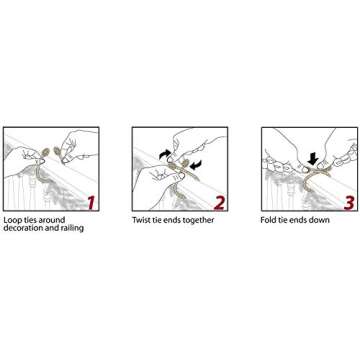 Haute Decor Decorative Twist Ties, 6 Pack, 16 inches (Gold) - Hang Garland, Lights, and Decorations Securely on Bannisters, Stairways, Railings