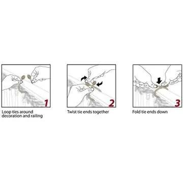 Haute Decor Decorative Twist Ties, 6 Pack, 16 inches (Gold) - Hang Garland, Lights, and Decorations Securely on Bannisters, Stairways, Railings