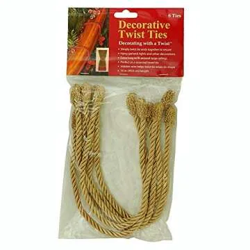 Haute Decor Decorative Twist Ties, 6 Pack, 16 inches (Gold) - Hang Garland, Lights, and Decorations Securely on Bannisters, Stairways, Railings