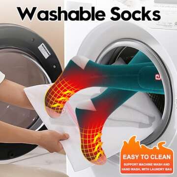 Men Women Electric Heated Socks,Rechargeable Battery Operated Heating Sox Kit,Embroidered Thermal Cotton Socks,Soft Winter Heat Insulated Stockings,Novelty Heated Sock for Sports& Outdoors(Green,M)