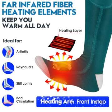 Men Women Electric Heated Socks,Rechargeable Battery Operated Heating Sox Kit,Embroidered Thermal Cotton Socks,Soft Winter Heat Insulated Stockings,Novelty Heated Sock for Sports& Outdoors(Green,M)