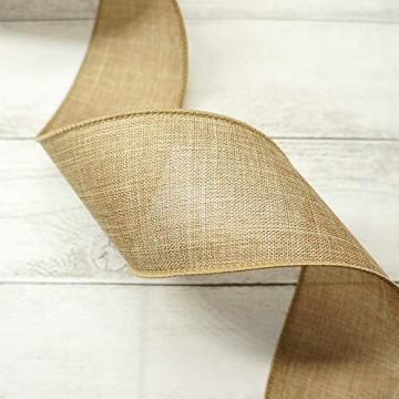 Burlap Fabric Wired Ribbon 2.5" x 10 Yards Natural Color