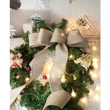 Burlap Fabric Wired Ribbon 2.5" x 10 Yards Natural Color