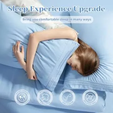 Shilucheng King Size Sheet Set - Breathable & Cooling Bed Sheets - Soft 1800 Thread Count Microfiber Hotel Sheets - Comfy Bedding 16 Inch Deep Pockets & Easy Fit - 4 Piece (King, Lake Blue)