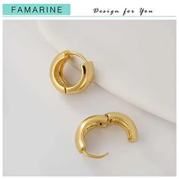 FAMARINE 14K Gold Chunky Hoop Earrings for Women
