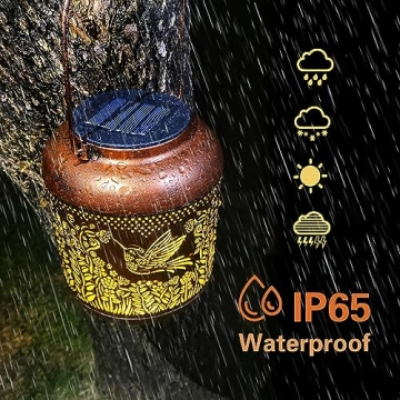 Hummingbird Solar Lanterns Outdoor Waterproof Hanging Solar Lights Hummingbird Gifts for Women Men Metal Bird Decorative LED Lanterns for Yard, Patio, Lawn, Tabletop, Pathway, Landscape, Garden Decor