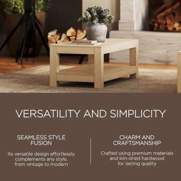 Maven Lane Paulo Large 2 Tier Rustic Rectangle Wooden Center Coffee Table with Shelf Storage for Living Room in Weathered Grey Finish