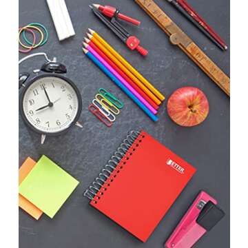 Better Office Products Fat Book Spiral Notebooks, 6 Pack, Small Notebooks with Poly Plastic Covers, 5.5 x 4 inches, 1-Subject, College Rule, 200 Sheets, 6 Assorted Primary Colors, 6 Count