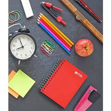 Better Office Products Fat Book Spiral Notebooks, 6 Pack, Small Notebooks with Poly Plastic Covers, 5.5 x 4 inches, 1-Subject, College Rule, 200 Sheets, 6 Assorted Primary Colors, 6 Count