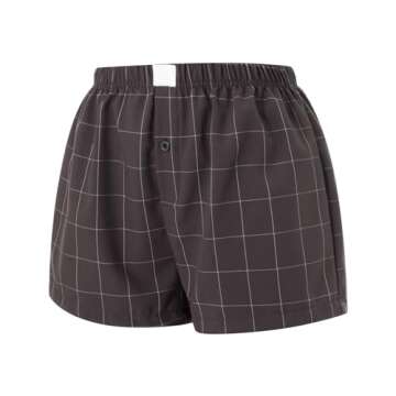 Women's Y2K Lounge Shorts Cute Soft Elastic Low Waist Plaid Print Button Front Pajama Bottoms Boxer ...