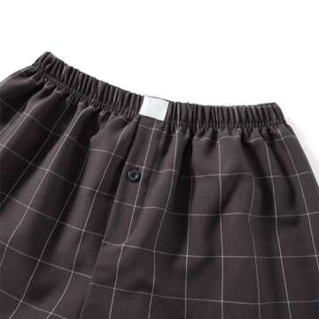 Women's Y2K Lounge Shorts Cute Soft Elastic Low Waist Plaid Print Button Front Pajama Bottoms Boxer Shorts Sleepwear (Light Brown, XXL)