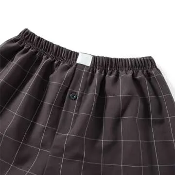 Women's Y2K Lounge Shorts Cute Soft Elastic Low Waist Plaid Print Button Front Pajama Bottoms Boxer Shorts Sleepwear (Light Brown, XXL)