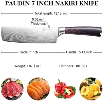 PAUDIN 7" Nakiri Knife - Razor Sharp Kitchen Cleaver