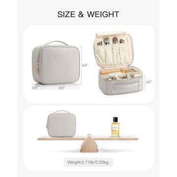 Vlando Travel Makeup Bag Faux Leather Make up Cosmetic Case Organizer Portable Large Makeup Bag with Adjustable Dividers for Makeup Brushes Digital Accessories (Grey)