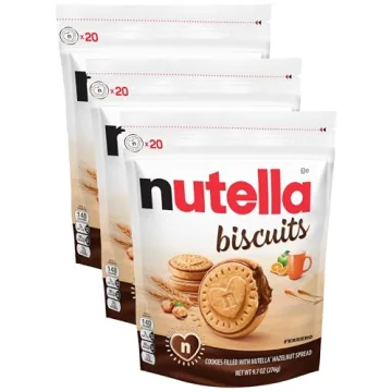 Nutella Biscuits Pack of 3 - 20 Count Hazelnut Sandwich Cookies