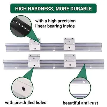 CHUANGNENG Linear Rail SBR20 1000mm 2PCS Fully Supported Linear Rail Shaft Rod with 4PCS SBR20UU Blocks Bearing for Automated Machines DIY CNC Routers Lathes Mills