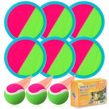 Aunnitery Beach Toys - Outdoor Games, Sand Toys, Toss and Ball Set with 6 Paddles and 3 Balls, Perfe...