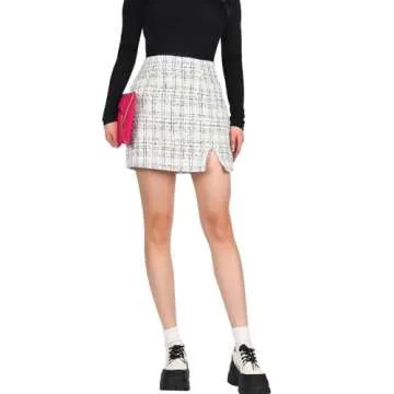 Ibeauti Women's Plaid High Waist Side Split Mini Skirt