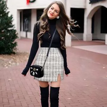 Ibeauti Women's Plaid High Waist Side Split Mini Skirt