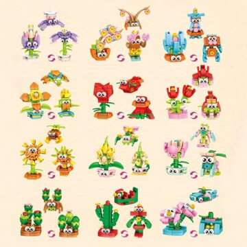 Aubrogo Party Favors - (12-Pack) 36 Kinds of Mini Flowers Building Blocks Toy Classroom Prizes Goodi...