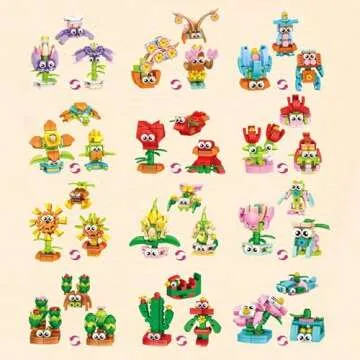 Aubrogo Party Favors - (12-Pack) 36 Kinds of Mini Flowers Building Blocks Toy Classroom Prizes Goodi...